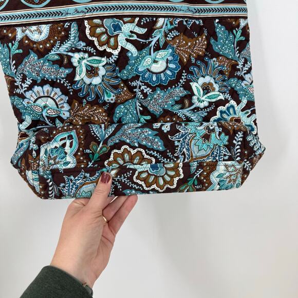 VTG Vera Bradley Tote Bag Java Blue Toggle Closure Brown Shoulder Retired Y2K - Picture 5 of 9